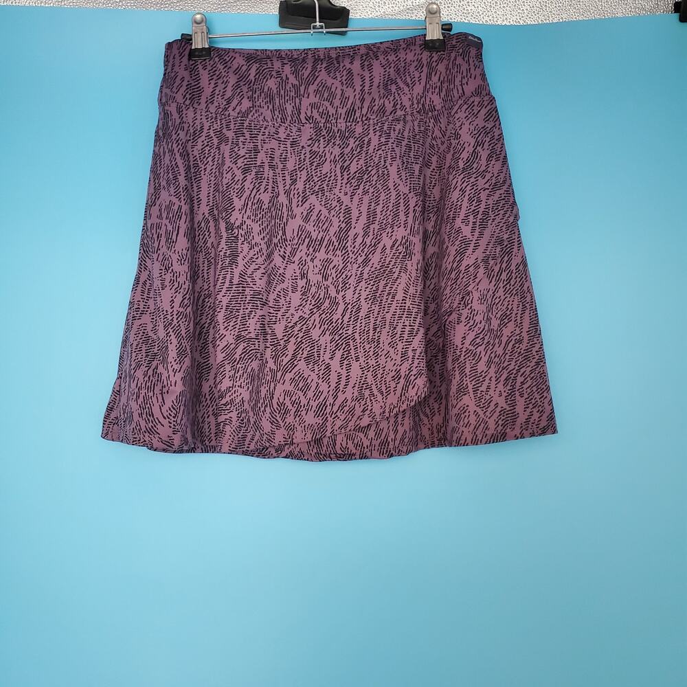Eddie Bauer Skirt Size Medium Purple & Black Mini Wrap Style A-Line Stretch